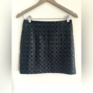 Genuine Leather Andrew Marc x Richard Chai Glass Beaded Mini Skirt in Navy